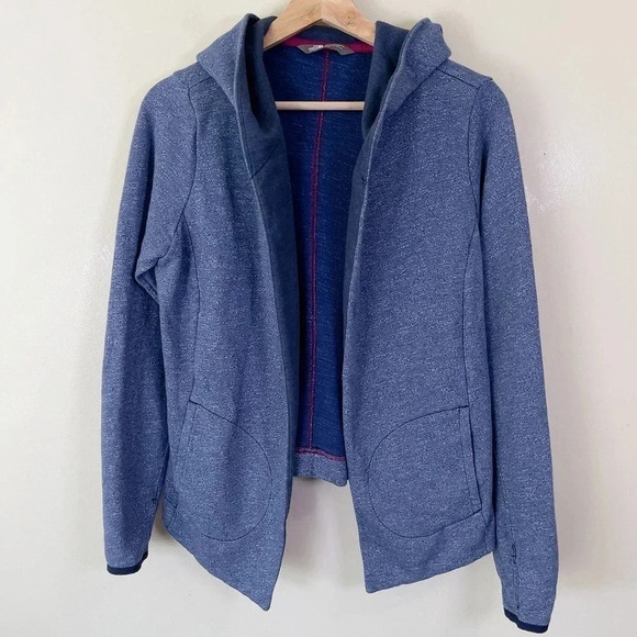 The North Face Heathered Blue  Hooded Soft Open Cardigan - Picture 4 of 16